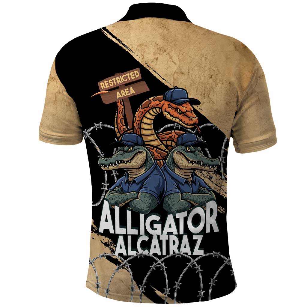 Alligator Alcatraz Polo Shirt Gator and Python Restricted Area - Wonder Print Shop
