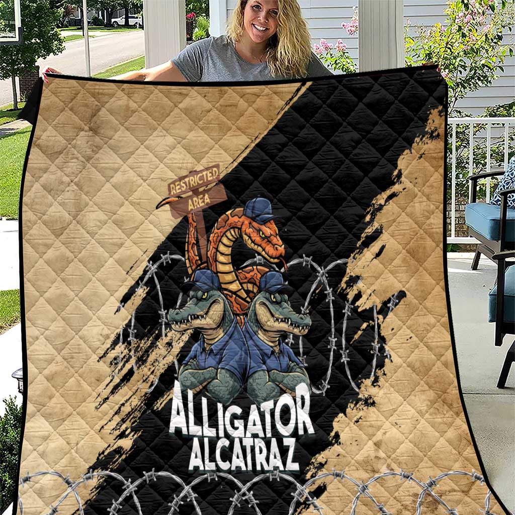 Alligator Alcatraz Quilt Gator and Python Restricted Area - Wonder Print Shop