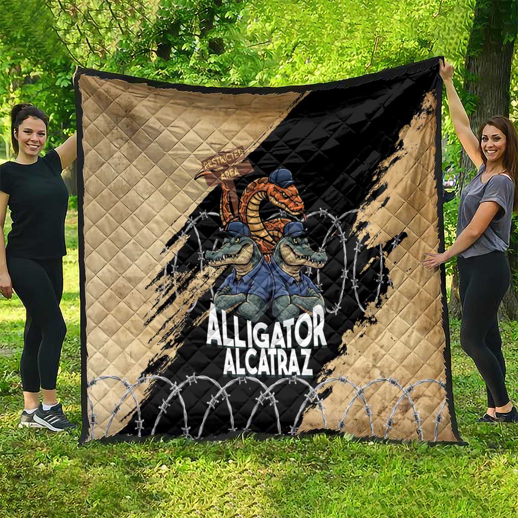 Alligator Alcatraz Quilt Gator and Python Restricted Area - Wonder Print Shop