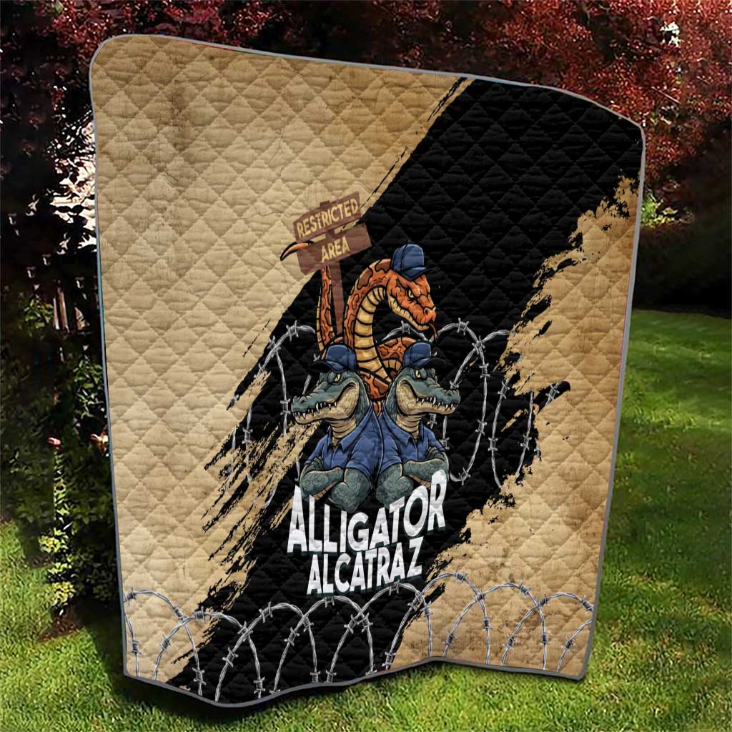 Alligator Alcatraz Quilt Gator and Python Restricted Area - Wonder Print Shop