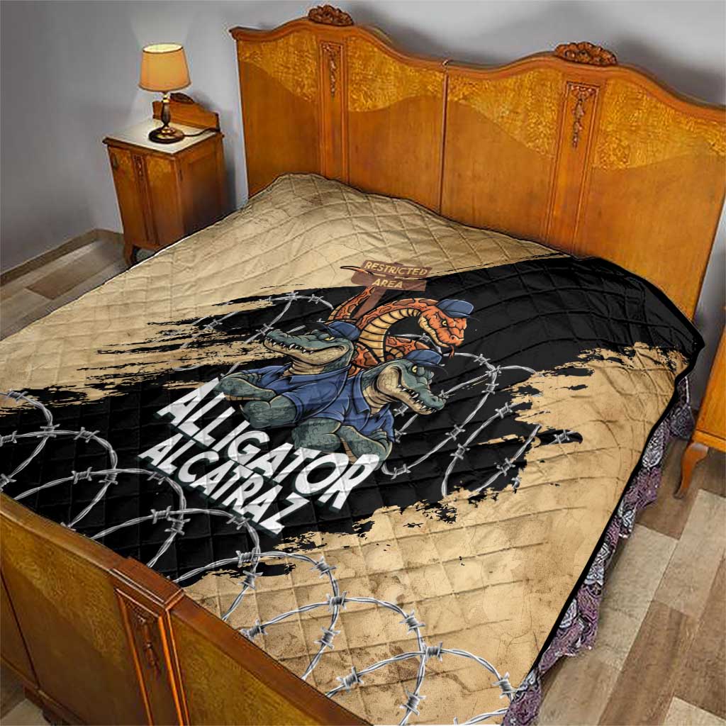 Alligator Alcatraz Quilt Gator and Python Restricted Area - Wonder Print Shop