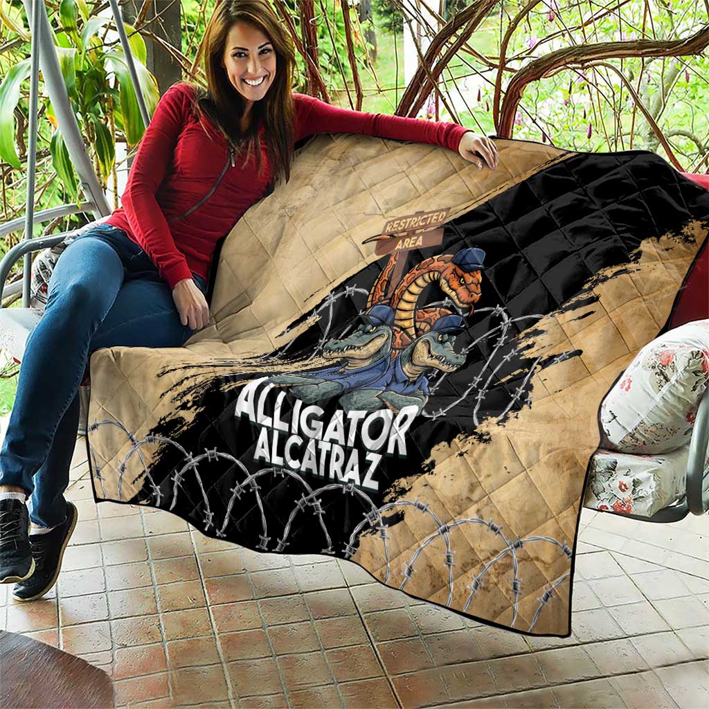 Alligator Alcatraz Quilt Gator and Python Restricted Area - Wonder Print Shop