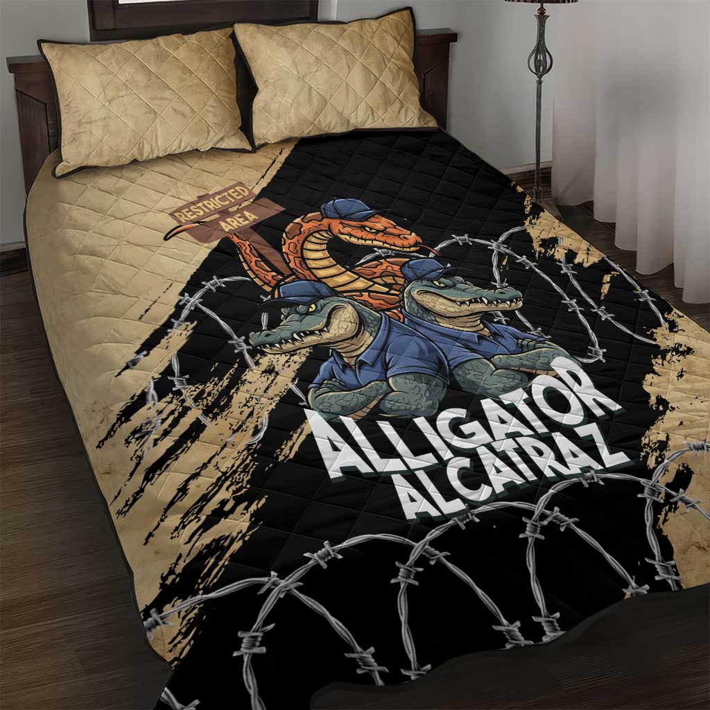 Alligator Alcatraz Quilt Bed Set Gator and Python Restricted Area - Wonder Print Shop