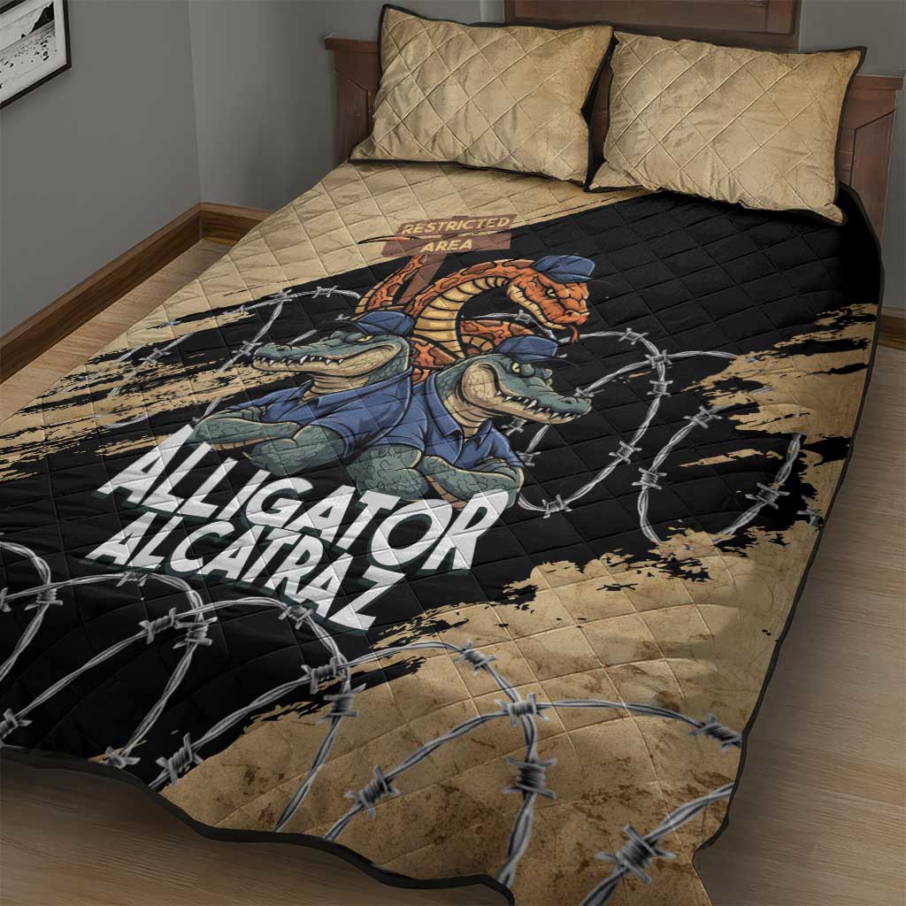 Alligator Alcatraz Quilt Bed Set Gator and Python Restricted Area - Wonder Print Shop