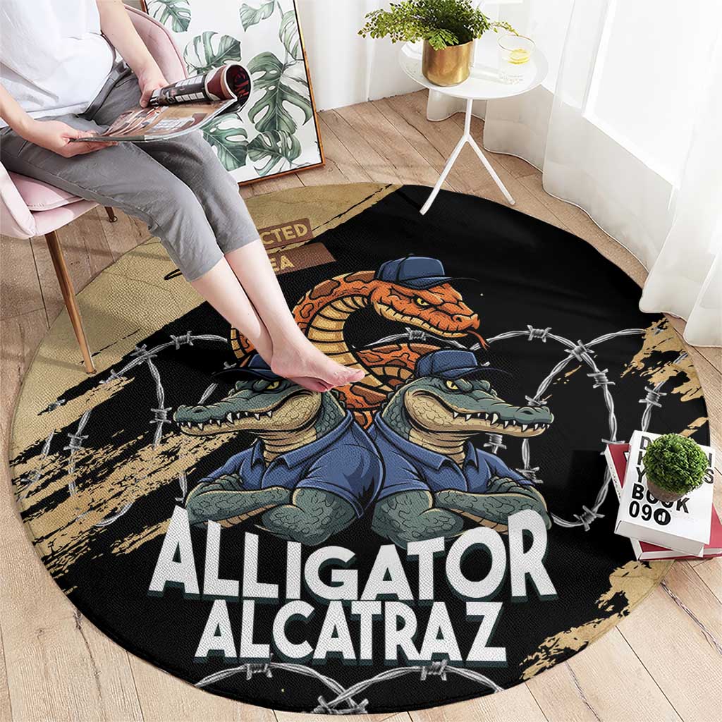 Alligator Alcatraz Round Carpet Gator and Python Restricted Area - Wonder Print Shop