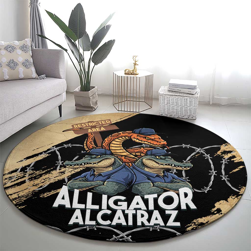 Alligator Alcatraz Round Carpet Gator and Python Restricted Area - Wonder Print Shop