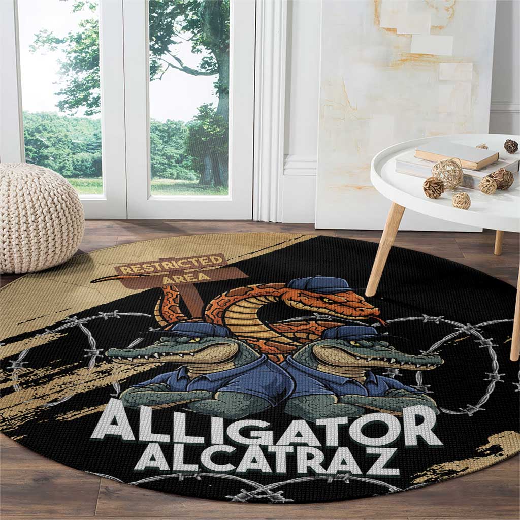 Alligator Alcatraz Round Carpet Gator and Python Restricted Area - Wonder Print Shop