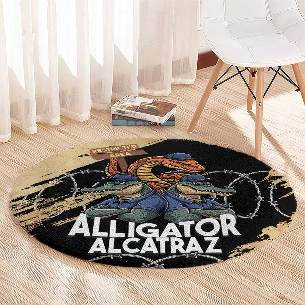 Alligator Alcatraz Round Carpet Gator and Python Restricted Area - Wonder Print Shop