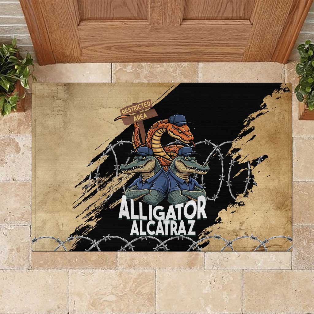 Alligator Alcatraz Rubber Doormat Gator and Python Restricted Area - Wonder Print Shop
