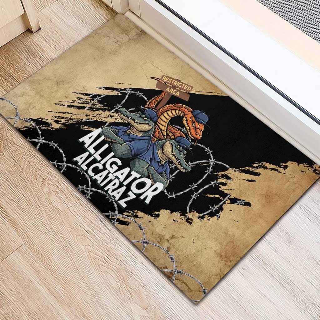 Alligator Alcatraz Rubber Doormat Gator and Python Restricted Area - Wonder Print Shop