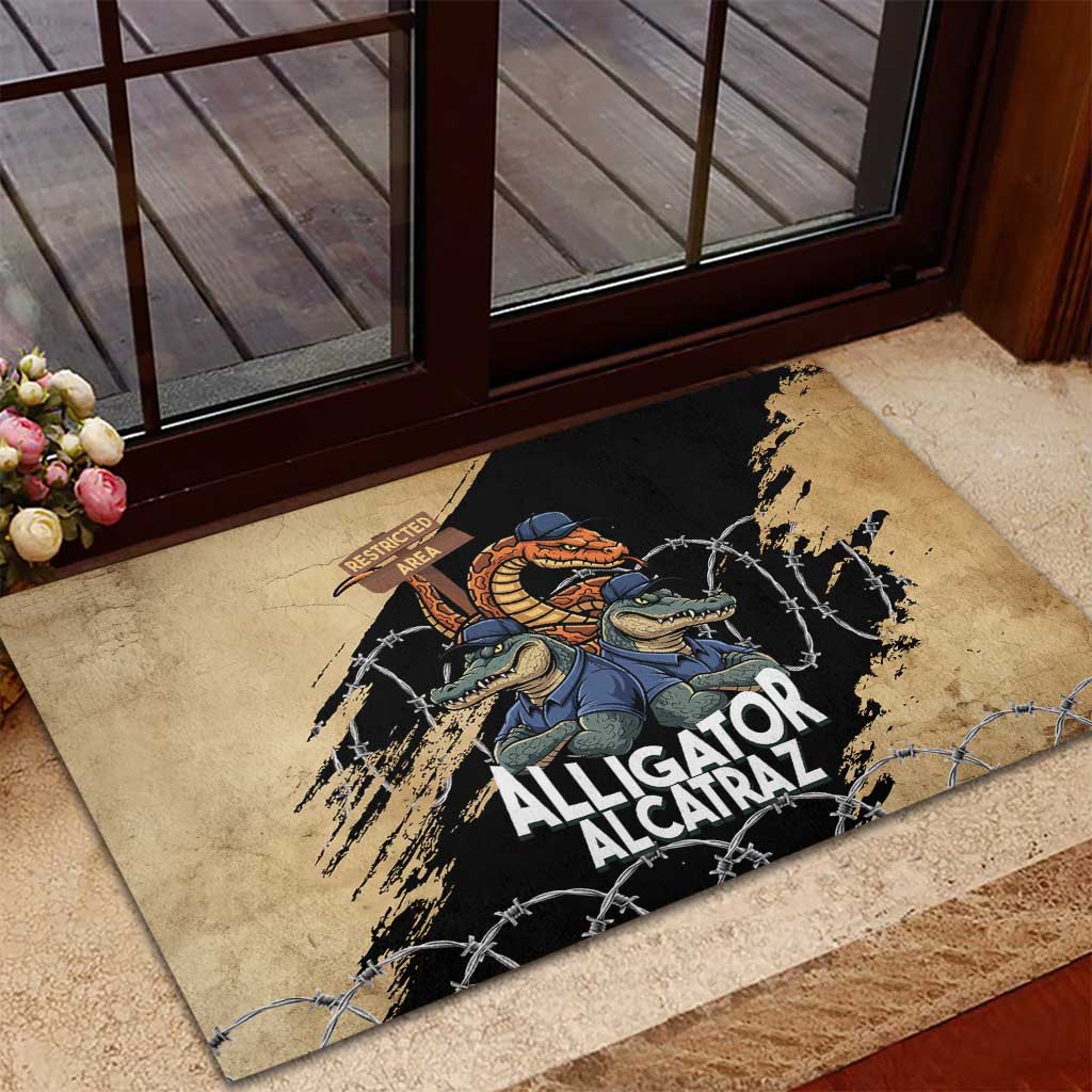 Alligator Alcatraz Rubber Doormat Gator and Python Restricted Area - Wonder Print Shop