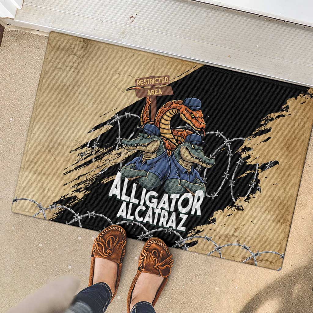 Alligator Alcatraz Rubber Doormat Gator and Python Restricted Area - Wonder Print Shop