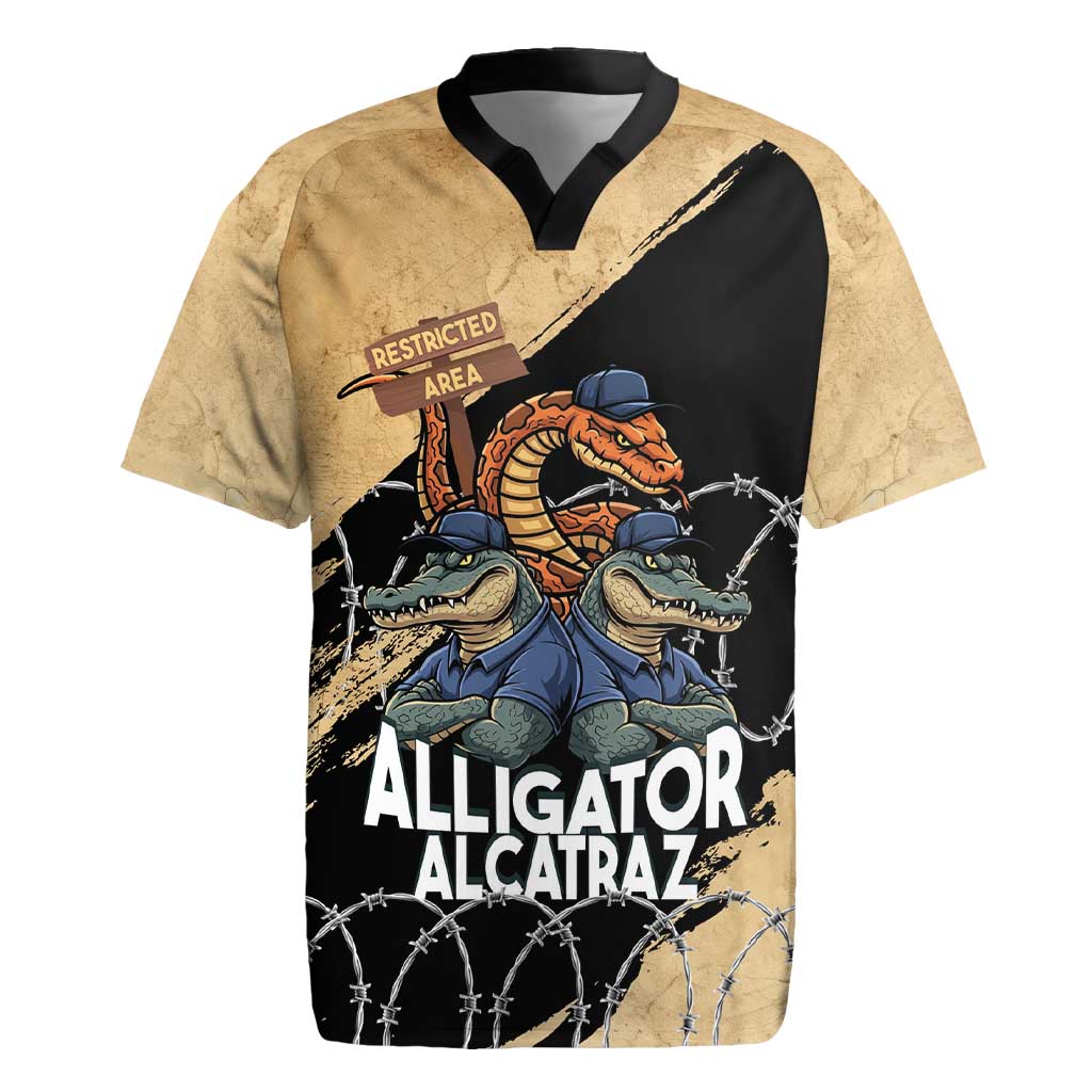 Alligator Alcatraz Rugby Jersey Gator and Python Restricted Area - Wonder Print Shop
