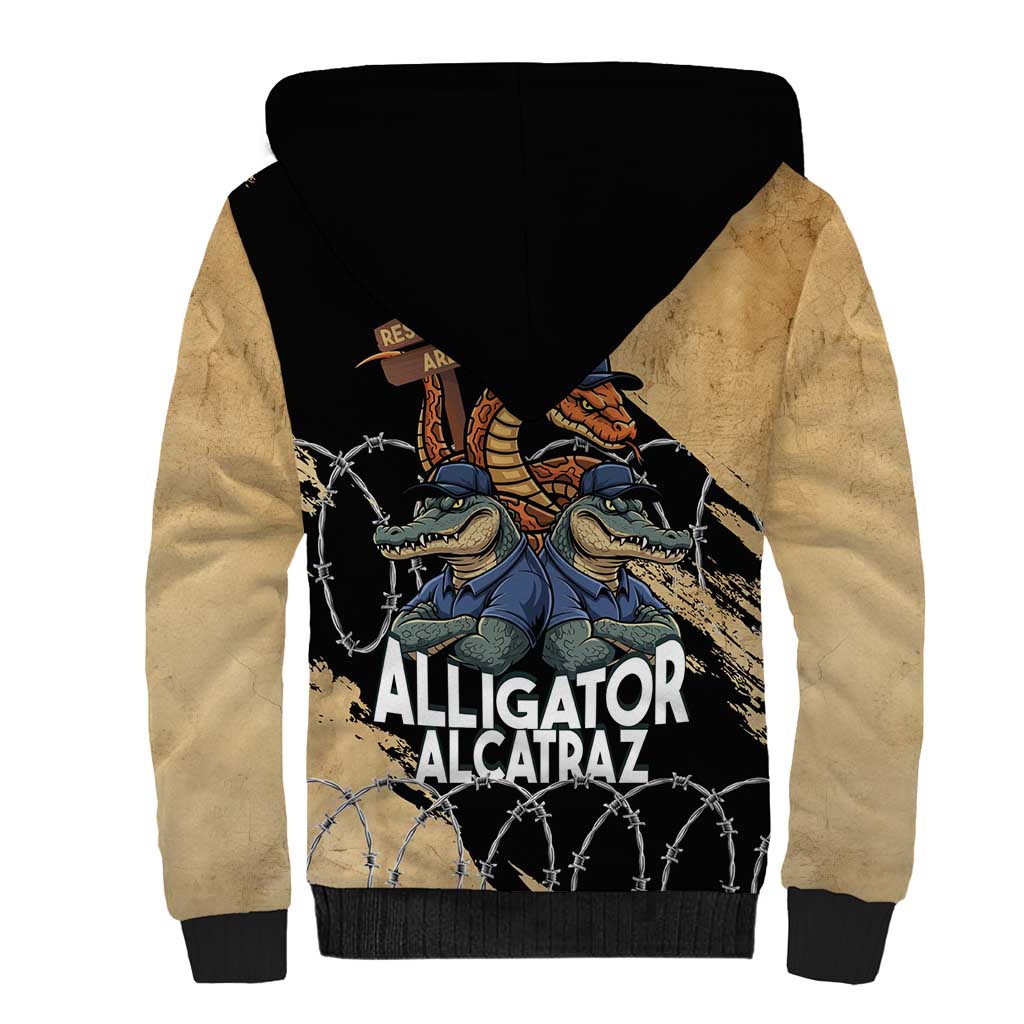 Alligator Alcatraz Sherpa Hoodie Gator and Python Restricted Area - Wonder Print Shop