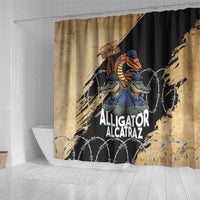 Alligator Alcatraz Shower Curtain Gator and Python Restricted Area - Wonder Print Shop