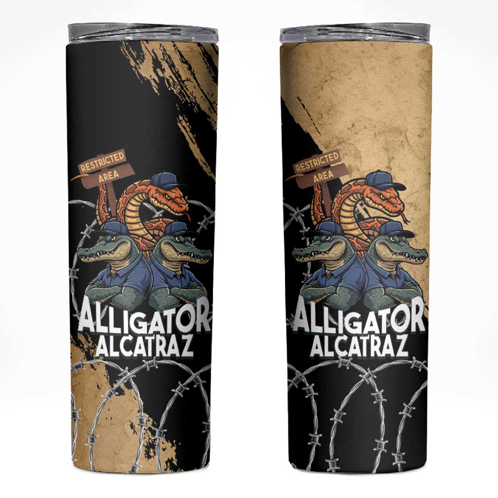 Alligator Alcatraz Skinny Tumbler Gator and Python Restricted Area - Wonder Print Shop