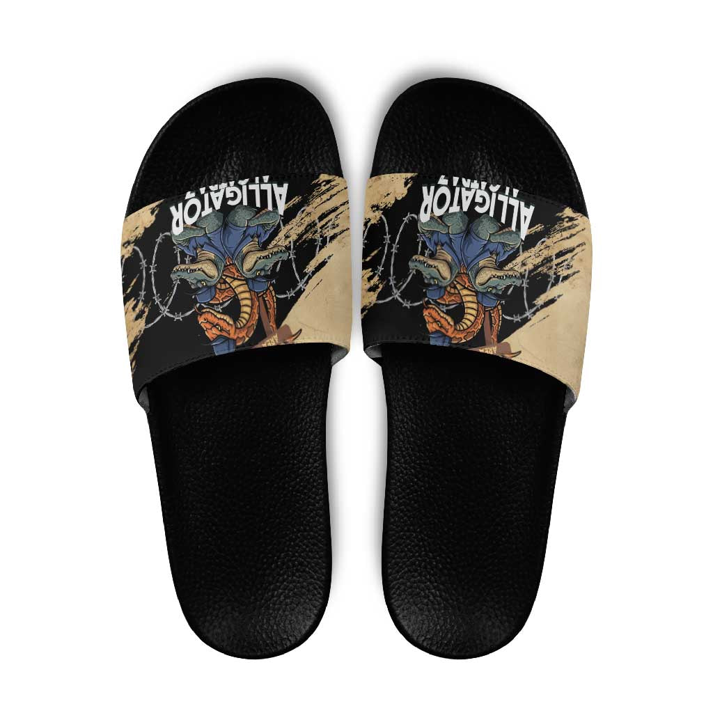 Alligator Alcatraz Slide Sandals Gator and Python Restricted Area - Wonder Print Shop