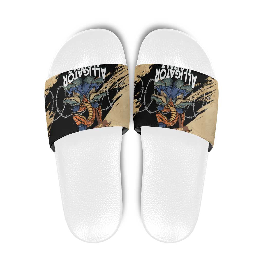 Alligator Alcatraz Slide Sandals Gator and Python Restricted Area - Wonder Print Shop