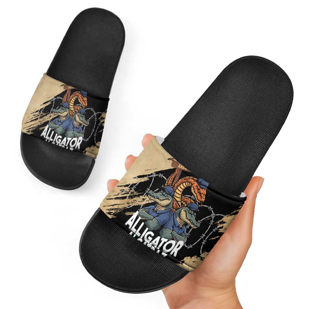 Alligator Alcatraz Slide Sandals Gator and Python Restricted Area - Wonder Print Shop