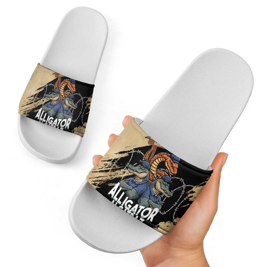 Alligator Alcatraz Slide Sandals Gator and Python Restricted Area - Wonder Print Shop