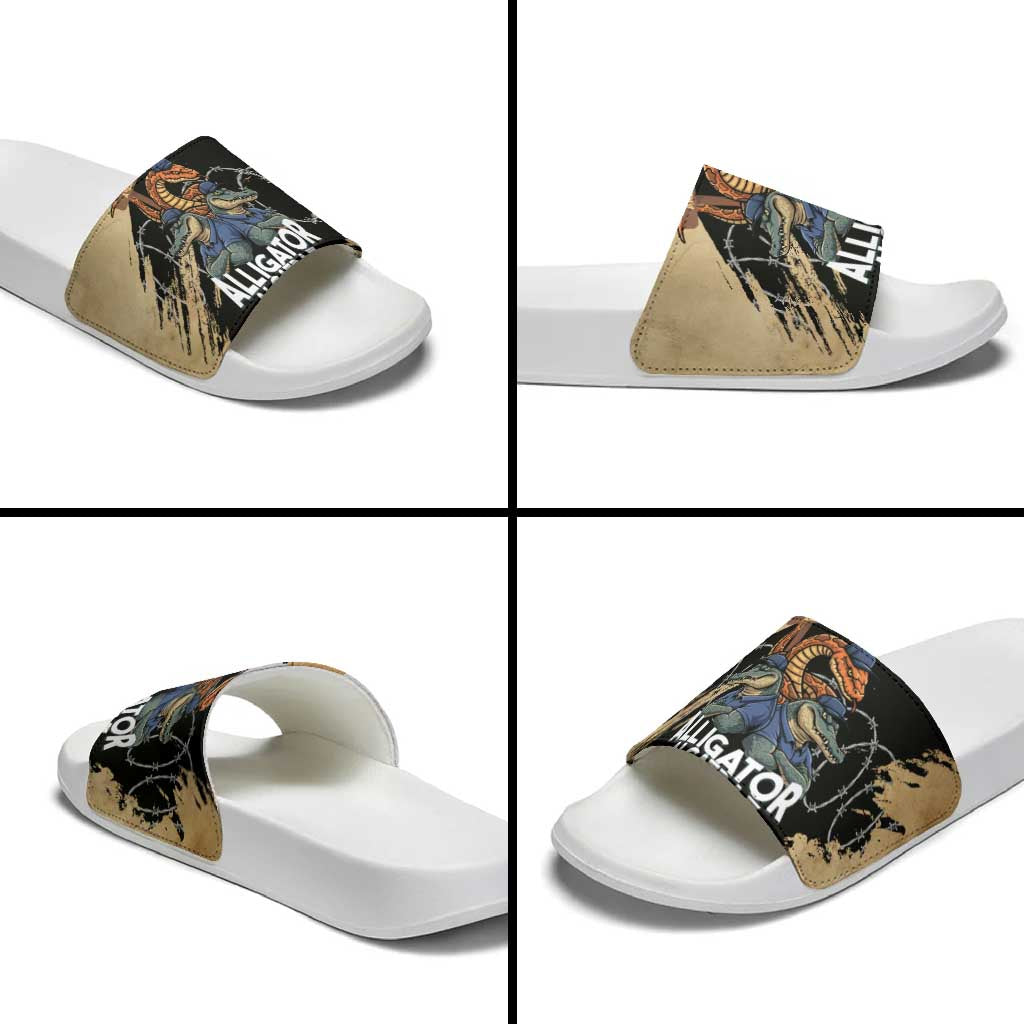 Alligator Alcatraz Slide Sandals Gator and Python Restricted Area - Wonder Print Shop