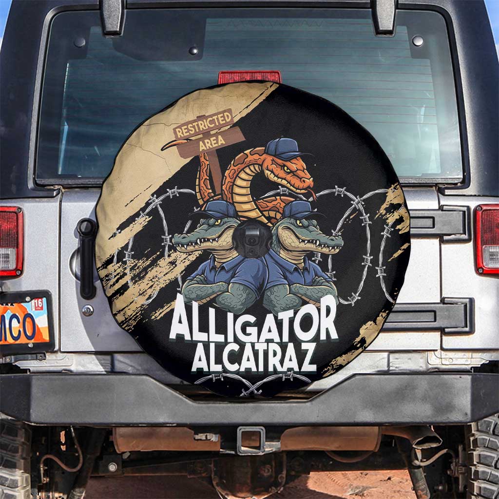 Alligator Alcatraz Spare Tire Cover Gator and Python Restricted Area - Wonder Print Shop