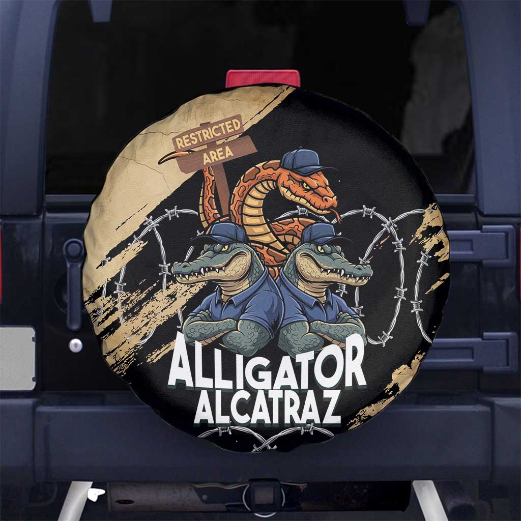 Alligator Alcatraz Spare Tire Cover Gator and Python Restricted Area - Wonder Print Shop