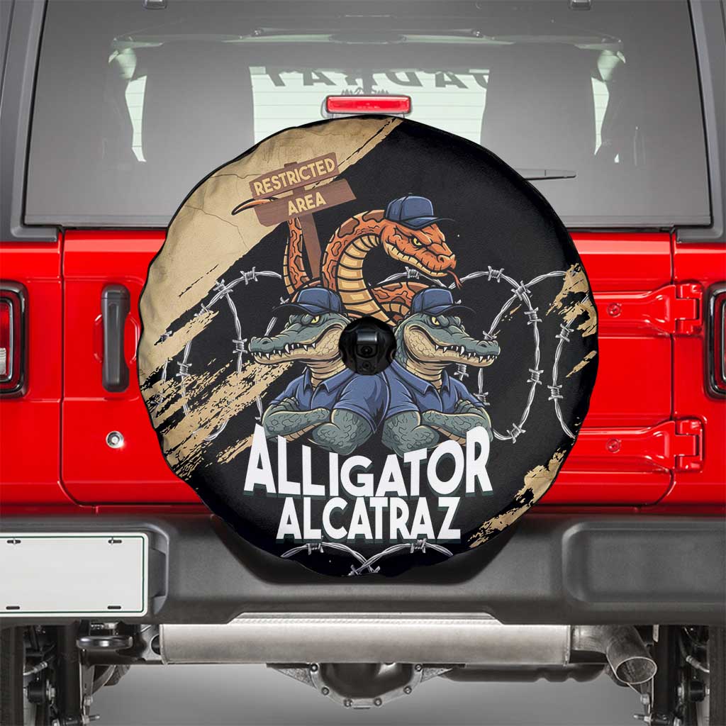 Alligator Alcatraz Spare Tire Cover Gator and Python Restricted Area - Wonder Print Shop