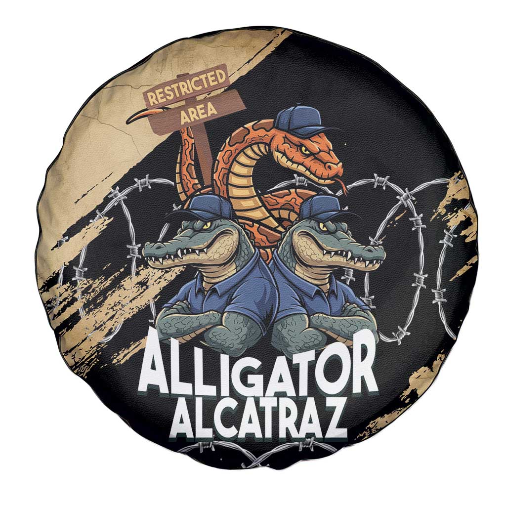 Alligator Alcatraz Spare Tire Cover Gator and Python Restricted Area - Wonder Print Shop