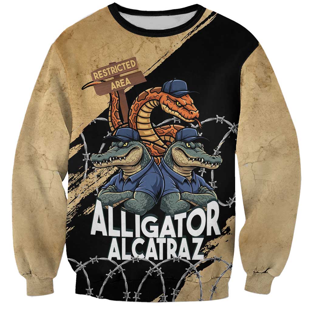 Alligator Alcatraz Sweatshirt Gator and Python Restricted Area - Wonder Print Shop
