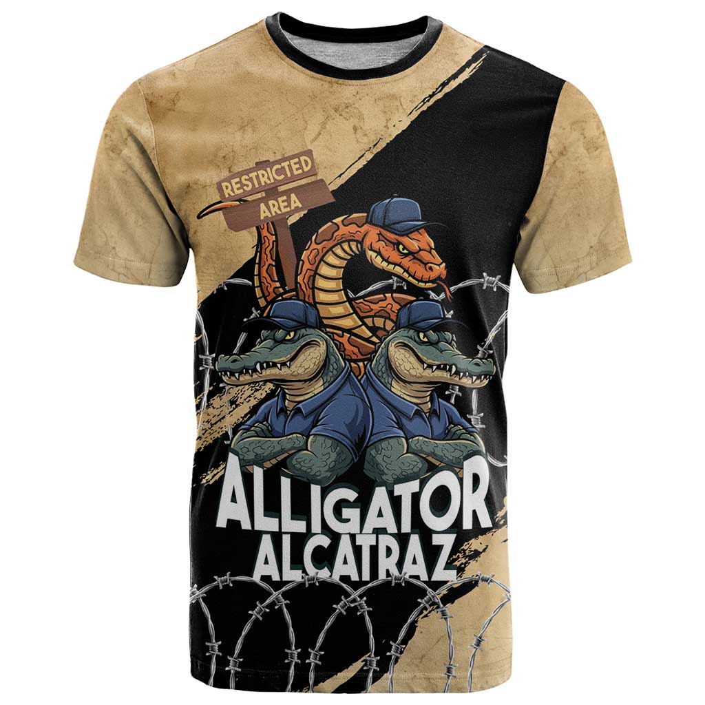 Alligator Alcatraz T Shirt Gator and Python Restricted Area - Wonder Print Shop