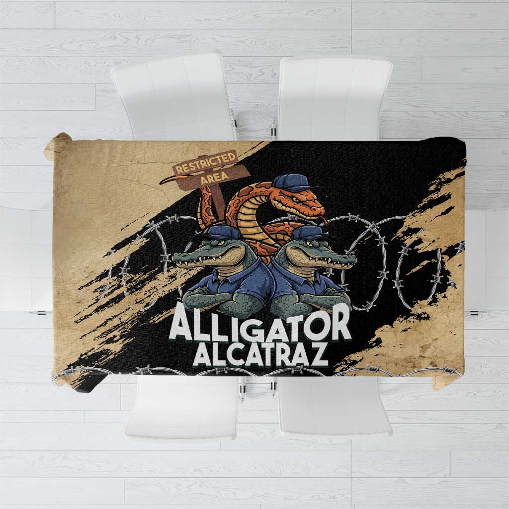 Alligator Alcatraz Tablecloth Gator and Python Restricted Area - Wonder Print Shop