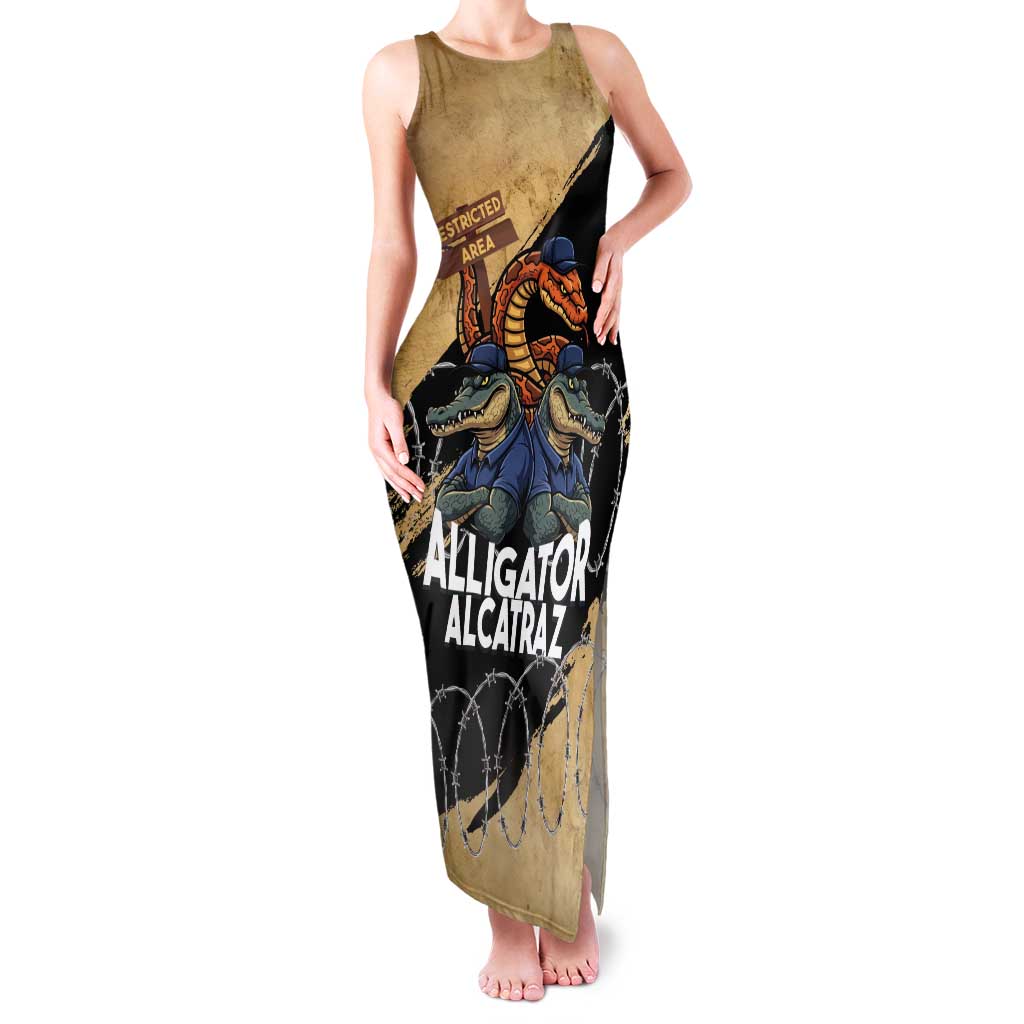 Alligator Alcatraz Tank Maxi Dress Gator and Python Restricted Area - Wonder Print Shop