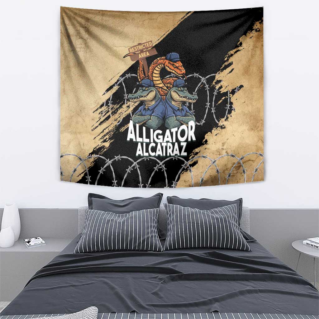 Alligator Alcatraz Tapestry Gator and Python Restricted Area - Wonder Print Shop
