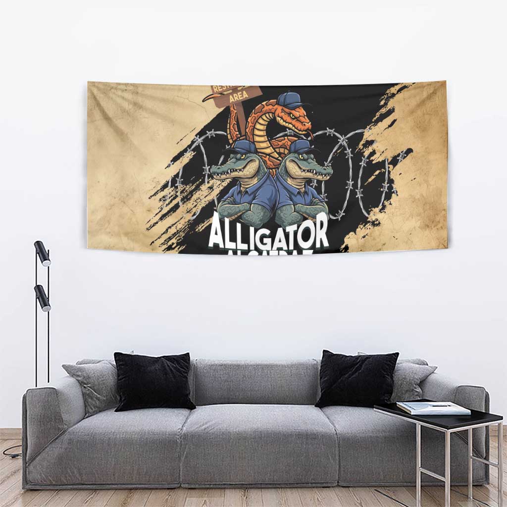 Alligator Alcatraz Tapestry Gator and Python Restricted Area - Wonder Print Shop