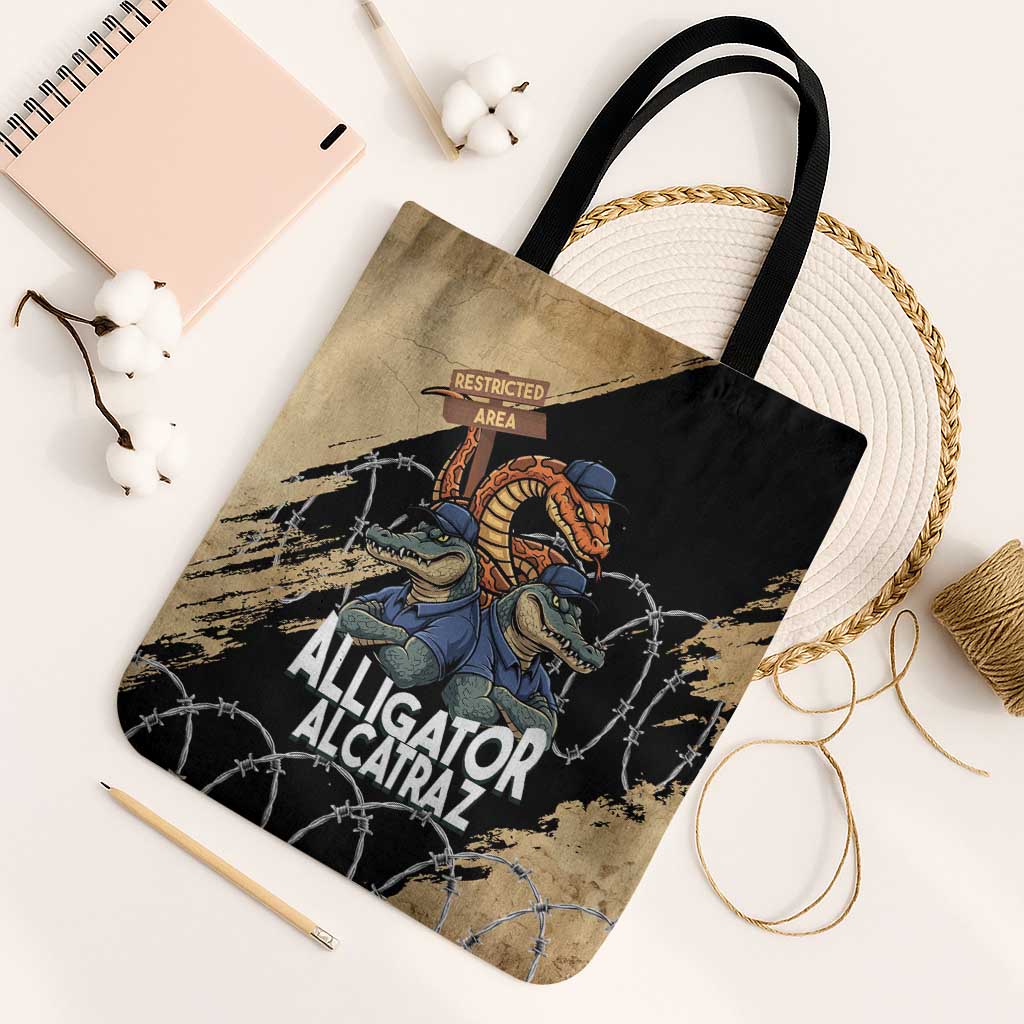 Alligator Alcatraz Tote Bag Gator and Python Restricted Area - Wonder Print Shop