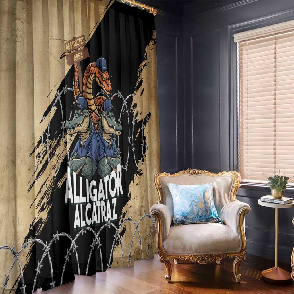 Alligator Alcatraz Window Curtain Gator and Python Restricted Area - Wonder Print Shop