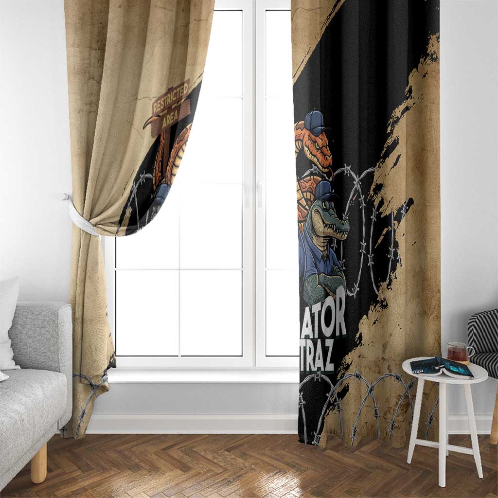 Alligator Alcatraz Window Curtain Gator and Python Restricted Area - Wonder Print Shop