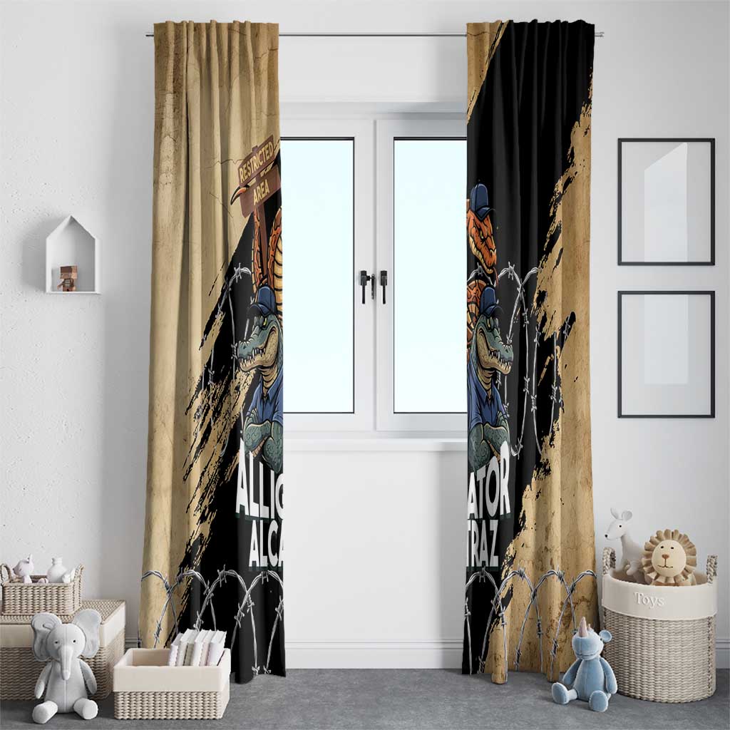 Alligator Alcatraz Window Curtain Gator and Python Restricted Area - Wonder Print Shop