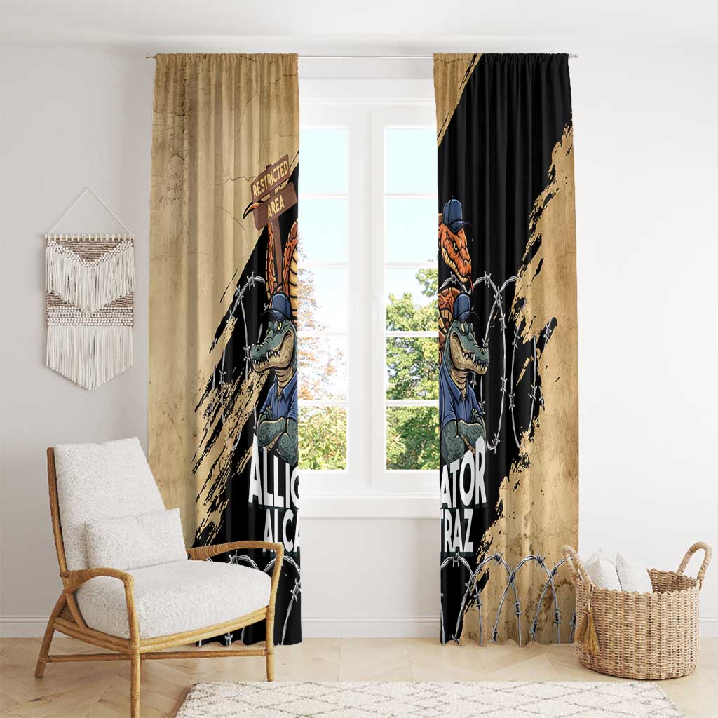 Alligator Alcatraz Window Curtain Gator and Python Restricted Area - Wonder Print Shop