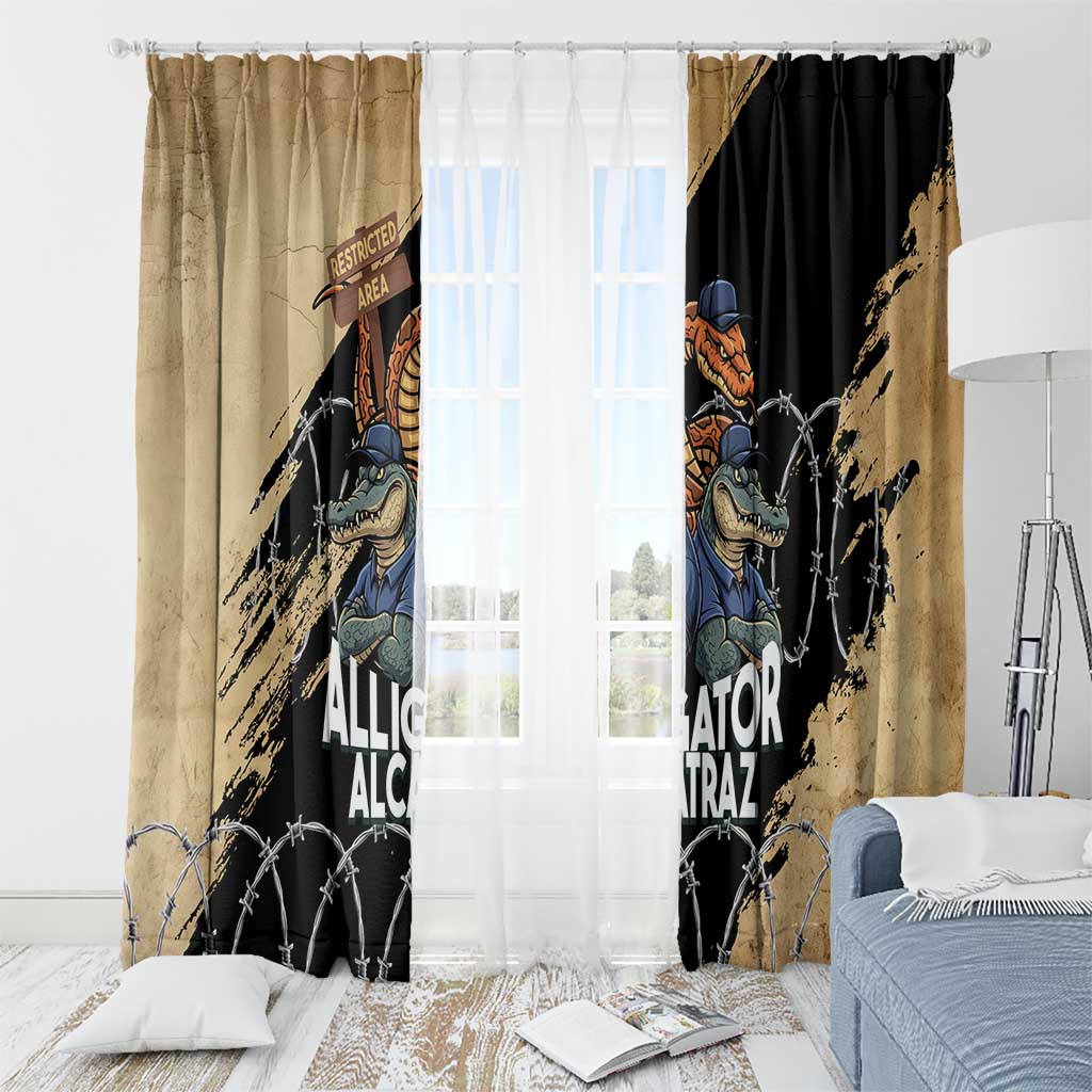 Alligator Alcatraz Window Curtain Gator and Python Restricted Area - Wonder Print Shop