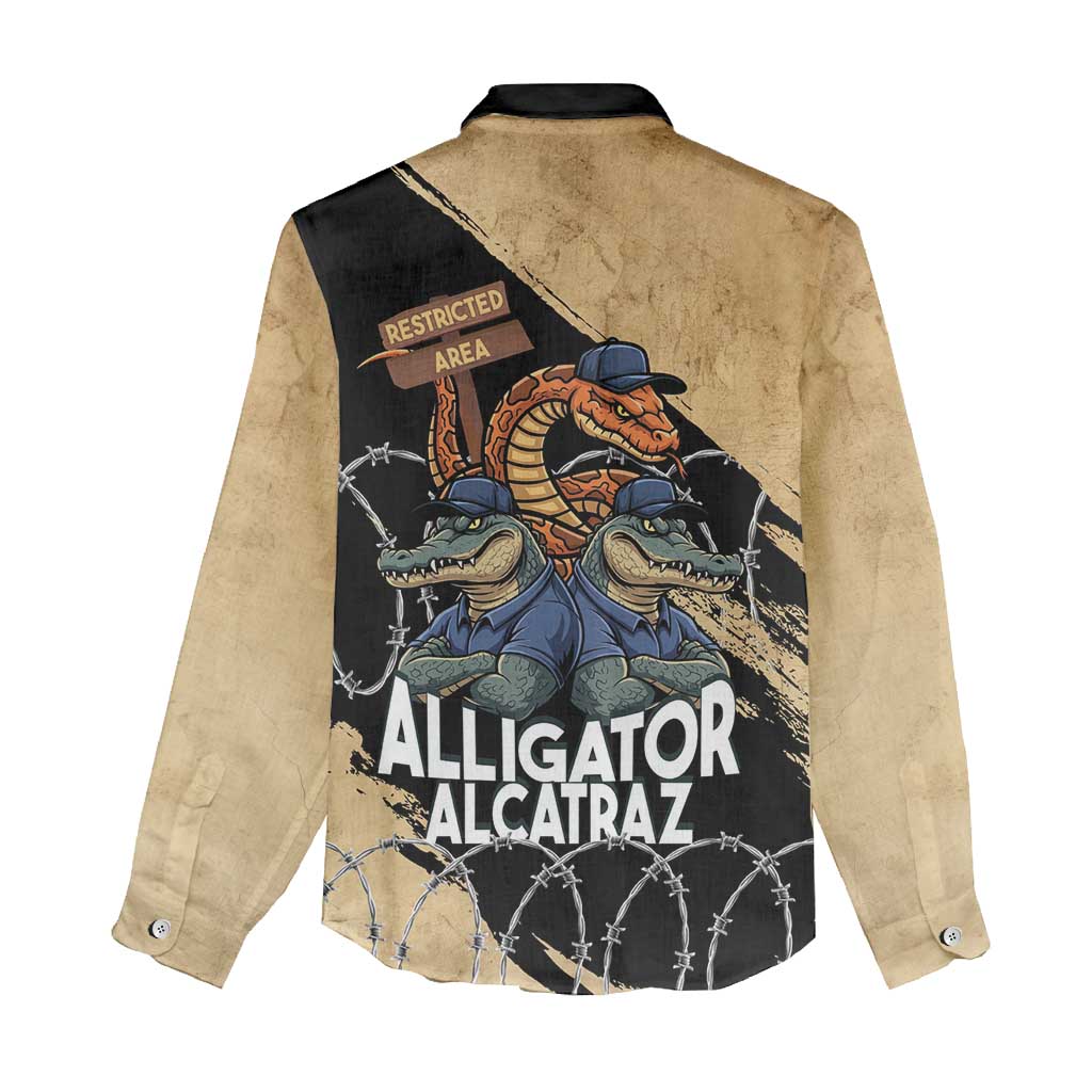 Alligator Alcatraz Women Casual Shirt Gator and Python Restricted Area - Wonder Print Shop