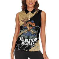 Alligator Alcatraz Women Sleeveless Polo Shirt Gator and Python Restricted Area - Wonder Print Shop