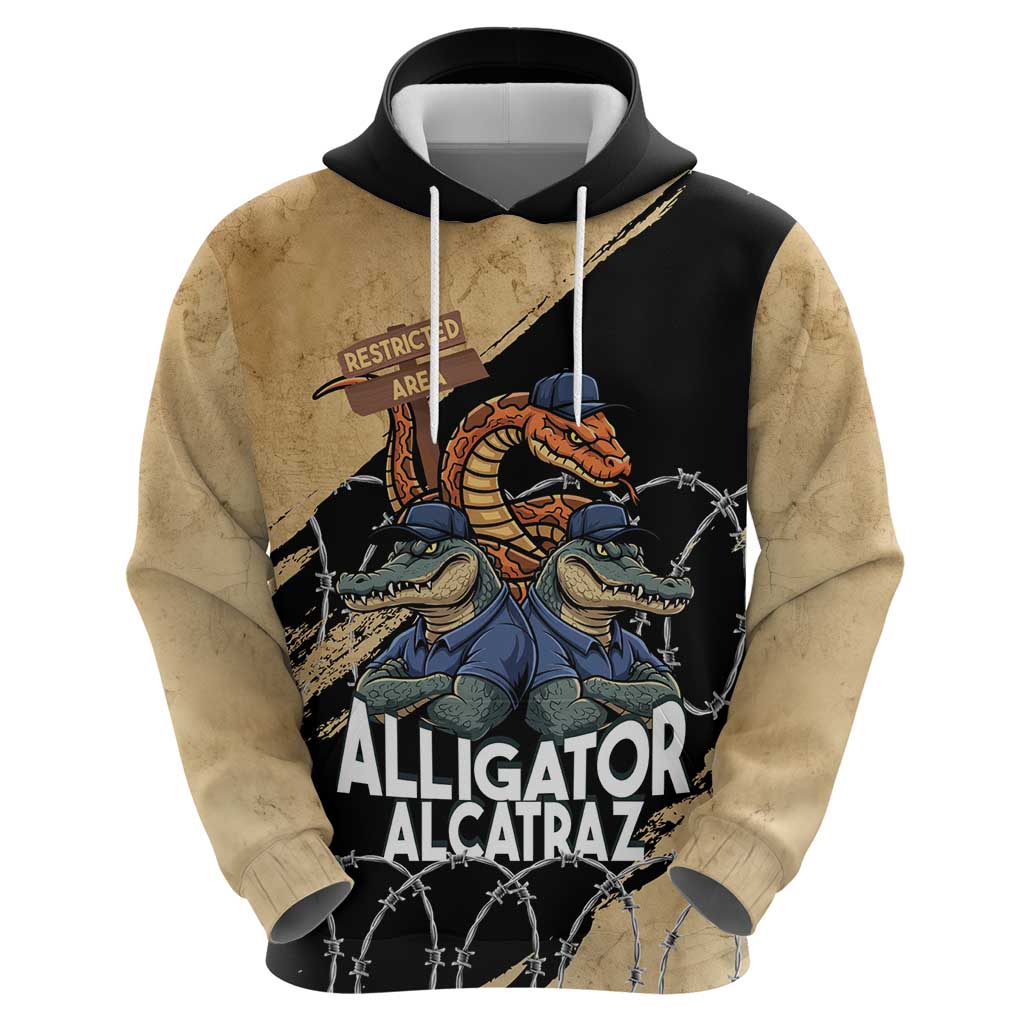 Alligator Alcatraz Zip Hoodie Gator and Python Restricted Area - Wonder Print Shop