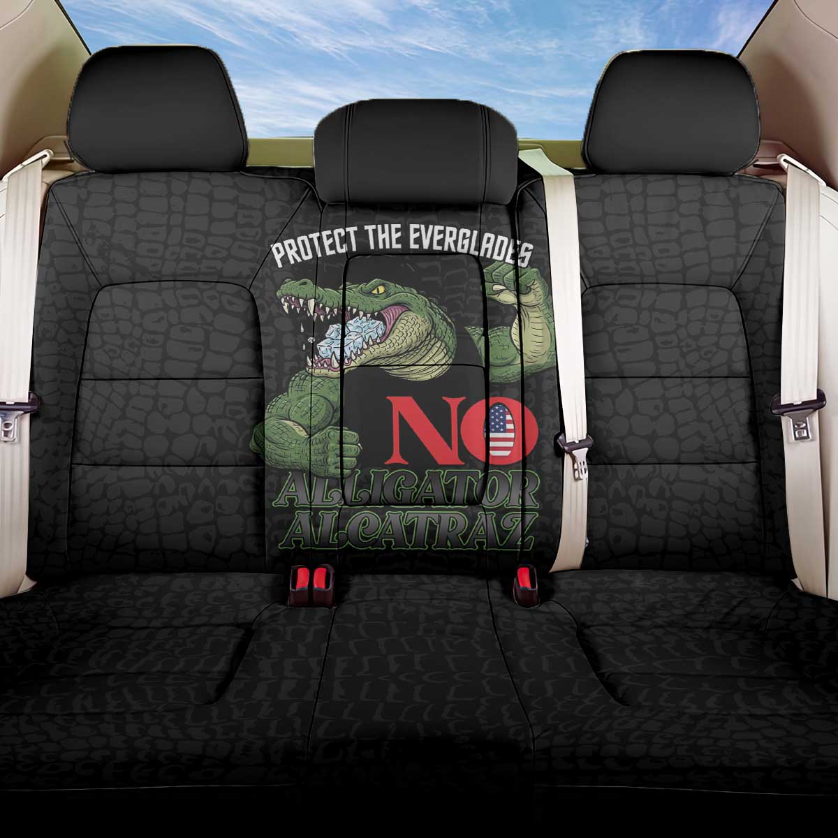 Protect The Everglades Back Car Seat Cover Gator No Alligator Alcatraz - Wonder Print Shop