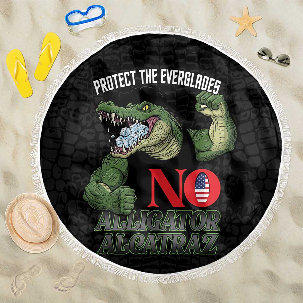 Protect The Everglades Beach Blanket Gator No Alligator Alcatraz - Wonder Print Shop