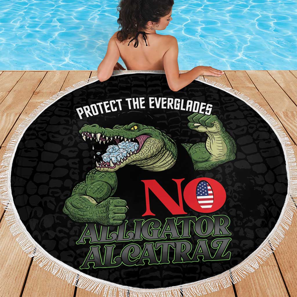 Protect The Everglades Beach Blanket Gator No Alligator Alcatraz - Wonder Print Shop