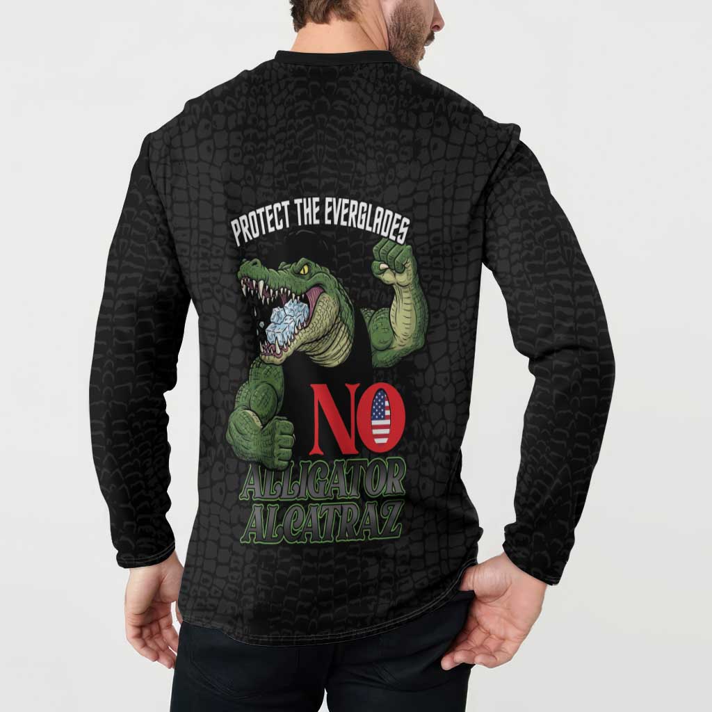Protect The Everglades Button Sweatshirt Gator No Alligator Alcatraz - Wonder Print Shop