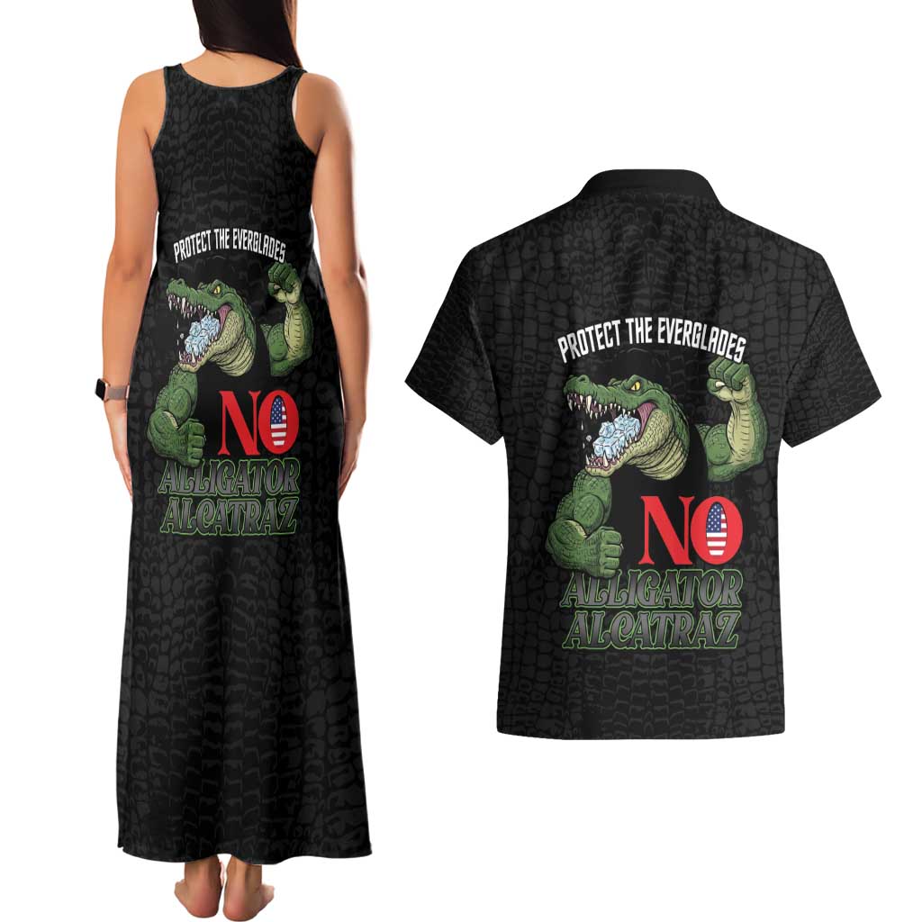 Protect The Everglades Couples Matching Tank Maxi Dress and Hawaiian Shirt Gator No Alligator Alcatraz - Wonder Print Shop