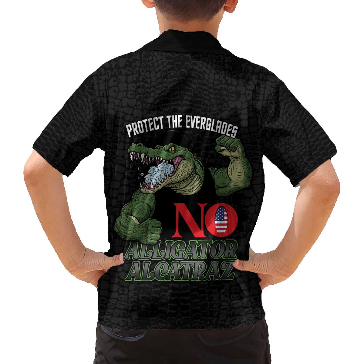 Protect The Everglades Family Matching Off The Shoulder Long Sleeve Dress and Hawaiian Shirt Gator No Alligator Alcatraz - Wonder Print Shop